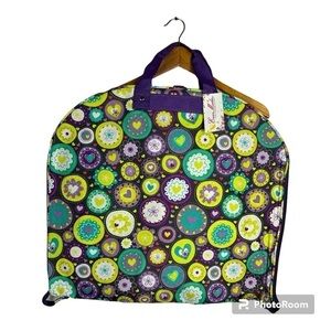 Floral Heart Pattern Travel Garment Bag Pale Purple & Neon Green NWOT